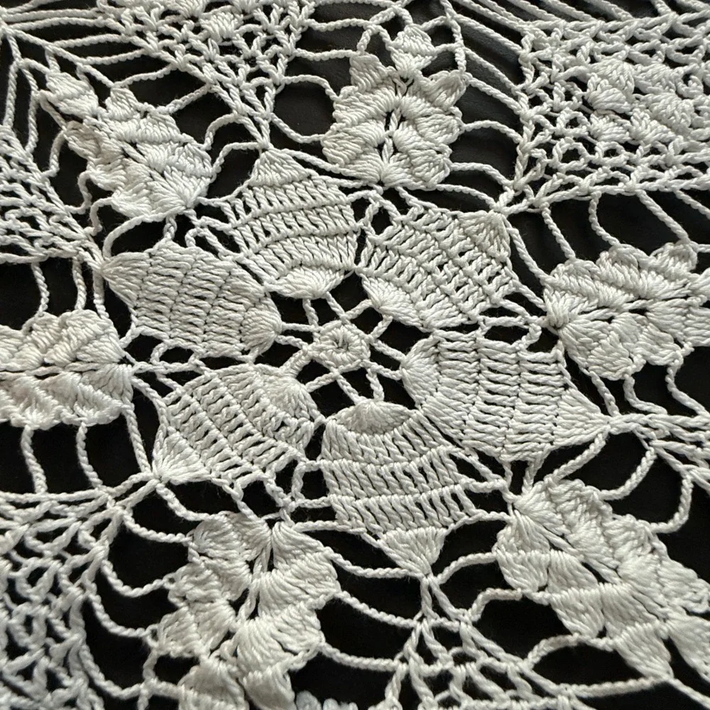Vintage White Crochet Lace Runner 65x13‎ Floral Medallion Boho Wedding Decor